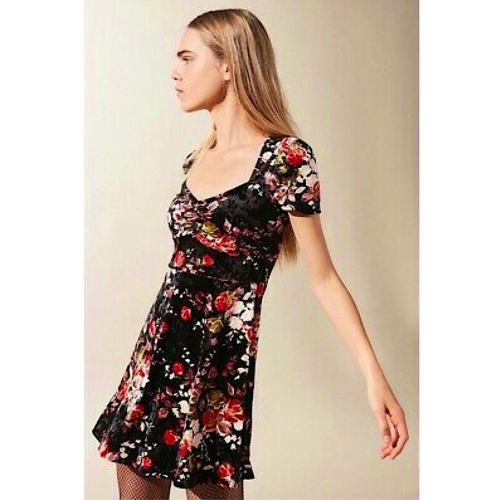 Black velvet floral dress
